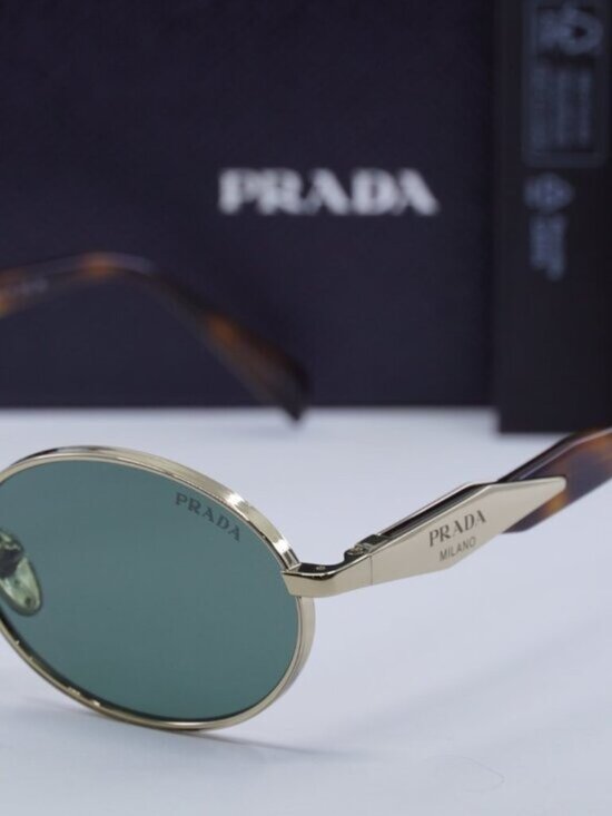 Prada PR65ZS ZVN70L Oval Sunglasses – Pale Gold\\Dark Green main image 11